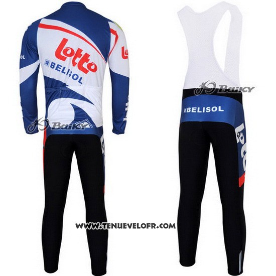 2012 Maillot Ciclismo Lotto Belisol Blanc et Bleu Manches Longues et Cuissard